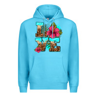 Ocean Blue love summer with flowers Premium Hoodie - AdoDesignShop