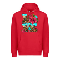 Red love summer with flowers Premium Hoodie - AdoDesignShop