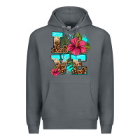 Rock love summer with flowers Premium Hoodie - AdoDesignShop