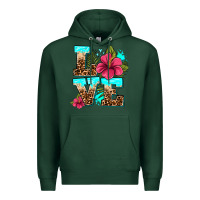 Sports Green love summer with flowers Premium Hoodie - AdoDesignShop