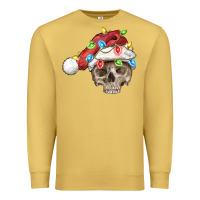 Antique Gold Christmas skull with santa hat Premium Sweatshirt - FaDigitalArtStudio
