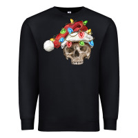 Black Christmas skull with santa hat Premium Sweatshirt - FaDigitalArtStudio