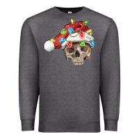 Charcoal Heather Christmas skull with santa hat Premium Sweatshirt - FaDigitalArtStudio