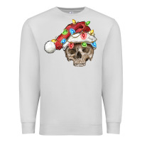 Dove Grey Christmas skull with santa hat Premium Sweatshirt - FaDigitalArtStudio