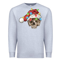 Heather Grey Christmas skull with santa hat Premium Sweatshirt - FaDigitalArtStudio