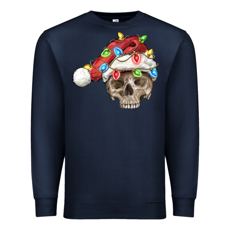 Christmas Skull With Santa Hat Premium Sweatshirt by FaDigitalArtStudio | Teevron