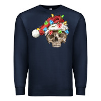 Navy Christmas skull with santa hat Premium Sweatshirt - FaDigitalArtStudio