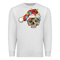 Oatmeal Heather Christmas skull with santa hat Premium Sweatshirt - FaDigitalArtStudio