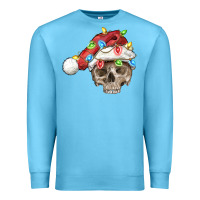 Ocean Blue Christmas skull with santa hat Premium Sweatshirt - FaDigitalArtStudio