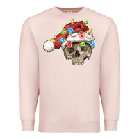 Pale Pink Christmas skull with santa hat Premium Sweatshirt - FaDigitalArtStudio