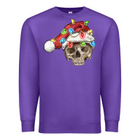 Purple Christmas skull with santa hat Premium Sweatshirt - FaDigitalArtStudio