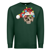 Sports Green Christmas skull with santa hat Premium Sweatshirt - FaDigitalArtStudio