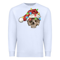 White Christmas skull with santa hat Premium Sweatshirt - FaDigitalArtStudio