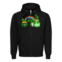 Black Happy Go Lucky Rainbow Shamrocks And Pot Of Gold Zipper Hoodie - RanaPortraitStore