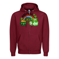 Burgundy Happy Go Lucky Rainbow Shamrocks And Pot Of Gold Zipper Hoodie - RanaPortraitStore