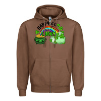 Chestnut Happy Go Lucky Rainbow Shamrocks And Pot Of Gold Zipper Hoodie - RanaPortraitStore