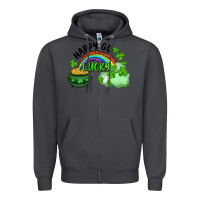 Smoke Happy Go Lucky Rainbow Shamrocks And Pot Of Gold Zipper Hoodie - RanaPortraitStore