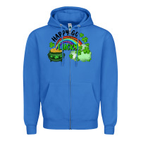 True Royal Happy Go Lucky Rainbow Shamrocks And Pot Of Gold Zipper Hoodie - RanaPortraitStore