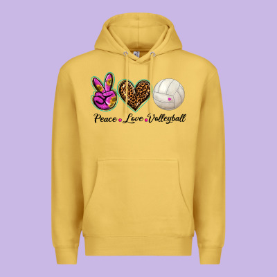 Peace Love Volleyball Premium Hoodie Designed By Barkaloodesign