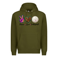 Army Green peace love volleyball Premium Hoodie - BarkalooDesign