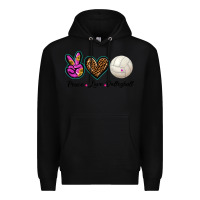Black peace love volleyball Premium Hoodie - BarkalooDesign
