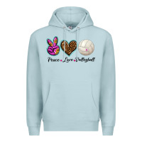 Blue Mist peace love volleyball Premium Hoodie - BarkalooDesign