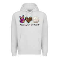 Dove Grey peace love volleyball Premium Hoodie - BarkalooDesign
