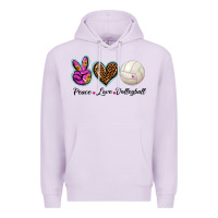 Lilac peace love volleyball Premium Hoodie - BarkalooDesign