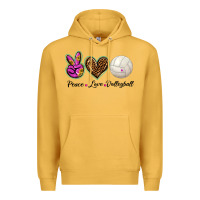 Mustard peace love volleyball Premium Hoodie - BarkalooDesign