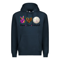 Navy peace love volleyball Premium Hoodie - BarkalooDesign