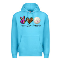 Ocean Blue peace love volleyball Premium Hoodie - BarkalooDesign