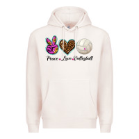 Pale Pink peace love volleyball Premium Hoodie - BarkalooDesign
