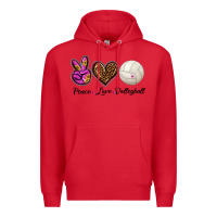Red peace love volleyball Premium Hoodie - BarkalooDesign