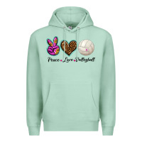 Seafoam peace love volleyball Premium Hoodie - BarkalooDesign