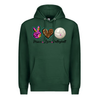 Sports Green peace love volleyball Premium Hoodie - BarkalooDesign