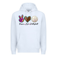 White peace love volleyball Premium Hoodie - BarkalooDesign