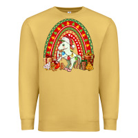 Antique Gold Christmas Unicorn Rainbow Premium Sweatshirt - FaDigitalArtStudio