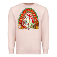 Pale Pink Christmas Unicorn Rainbow Premium Sweatshirt - FaDigitalArtStudio