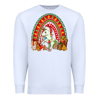 White Christmas Unicorn Rainbow Premium Sweatshirt - FaDigitalArtStudio