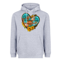 Heather Grey fall pattern heart with sunflower Heavyweight Hoodie - HRA Design Shop