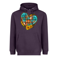 Plum fall pattern heart with sunflower Heavyweight Hoodie - HRA Design Shop