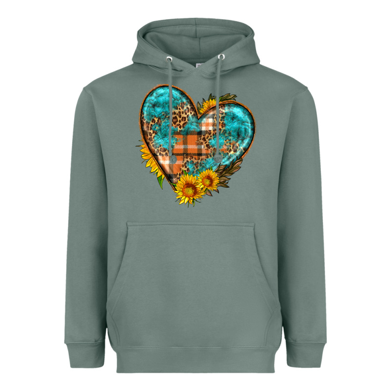 Fall Pattern Heart With Sunflower Heavyweight Hoodie by HRA Design Shop | Teevron