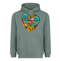 Sage fall pattern heart with sunflower Heavyweight Hoodie - HRA Design Shop