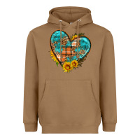 Toasted Coconut fall pattern heart with sunflower Heavyweight Hoodie - HRA Design Shop