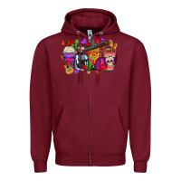 Burgundy day of the dead coffee cups Zipper Hoodie - Zillion Design Studio