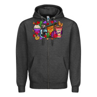 Charcoal Heather day of the dead coffee cups Zipper Hoodie - Zillion Design Studio
