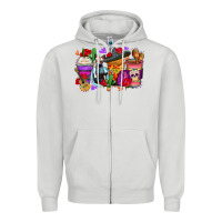 Dove Grey day of the dead coffee cups Zipper Hoodie - Zillion Design Studio