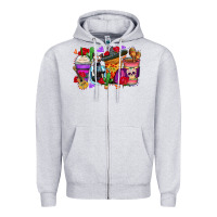 Heather Grey day of the dead coffee cups Zipper Hoodie - Zillion Design Studio