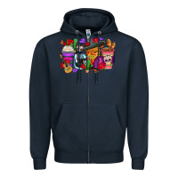 Navy day of the dead coffee cups Zipper Hoodie - Zillion Design Studio