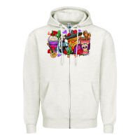 Oatmeal Heather day of the dead coffee cups Zipper Hoodie - Zillion Design Studio